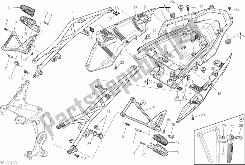 All parts for the Rear Frame Comp. Of the Ducati Multistrada 1200 S Touring Thailand 2014